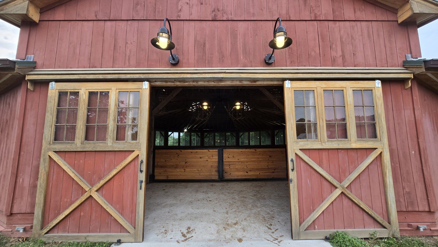 Barn entrance with traditional red doors